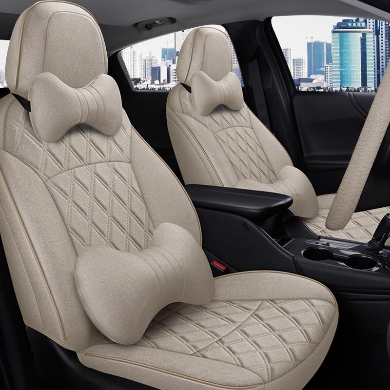 Всесезонные льняные чехлы на сиденья Toyota Corolla, дизайн с полным охватом для 5 сидений