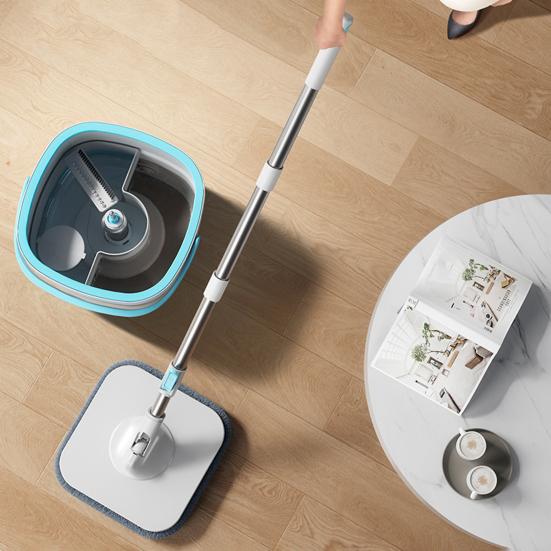 Набор швабр из нержавеющей стали с выдвижной ручкой, вращающейся на 360 градусов, для влажной и сухой уборки, микрофибра