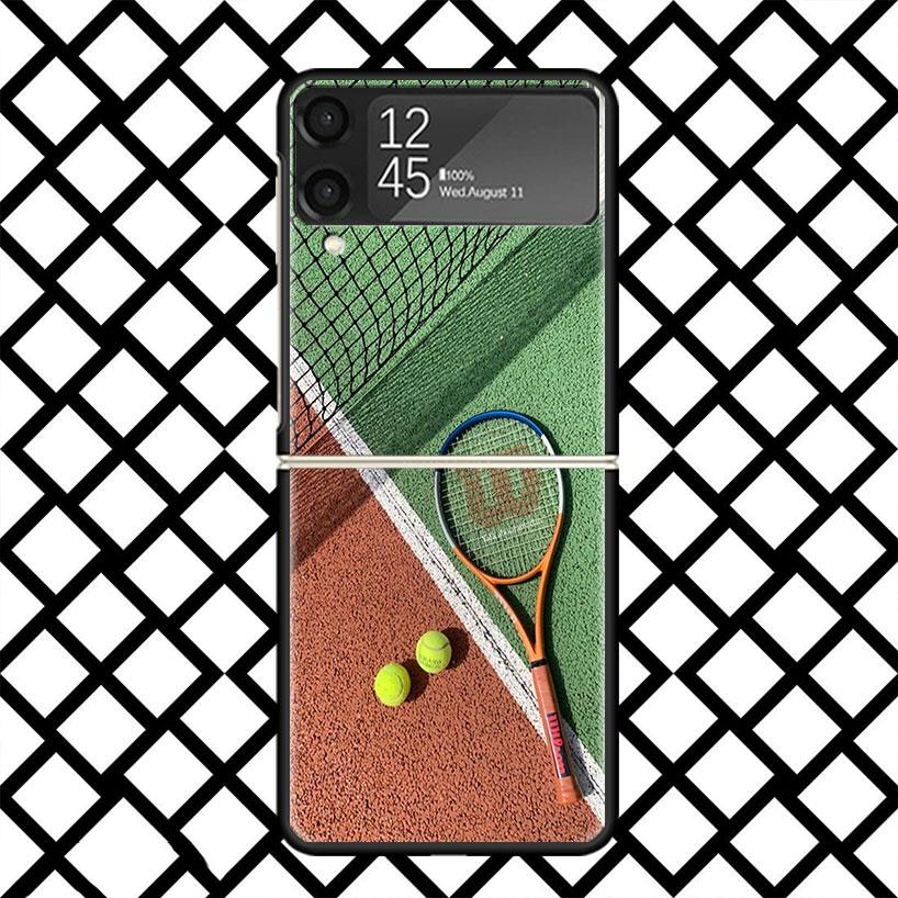 Tennis Sport Phone Case For Samsung Z Flip 7 6 5 4 3 Galaxy ZFLIP7 ZFlip6 5G Flip5 Flip4 Flip3 5g Black Hard Cover