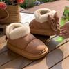 Cute Warm Ankle Boots Winter Women's Bow Warmth Plush Bow Cotton Shoes 2025 New Waterproof Down Cloth Short Barrel Snow Boots