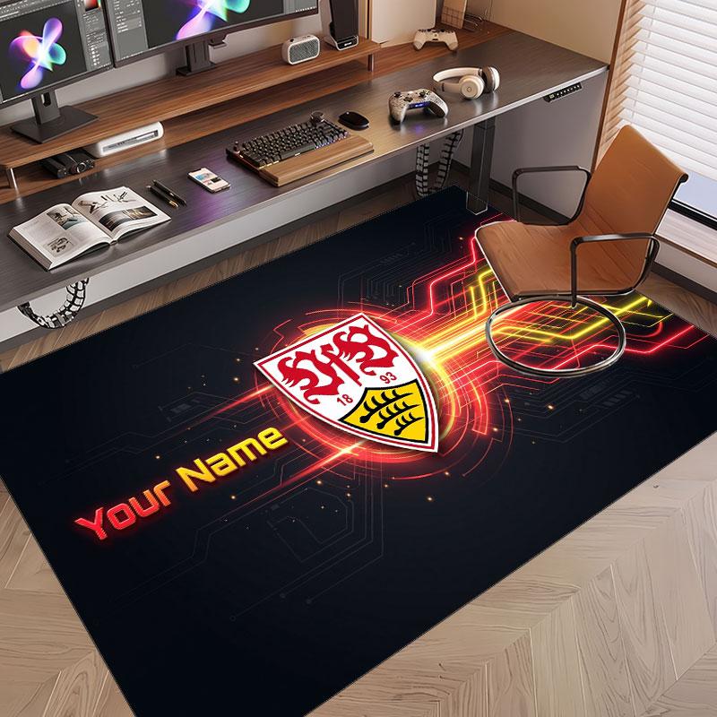 Custom Rug VfB Stuttgart FC Pattern Print Name Text Soft Non‑Slip Floor Carpet for Home Indoor Decoration
