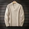 Heavyweight, Limited Quantity! Italian Order Men's Autumn and Winter Thickened Warm Wool Knit Sweater with Large V-Neck