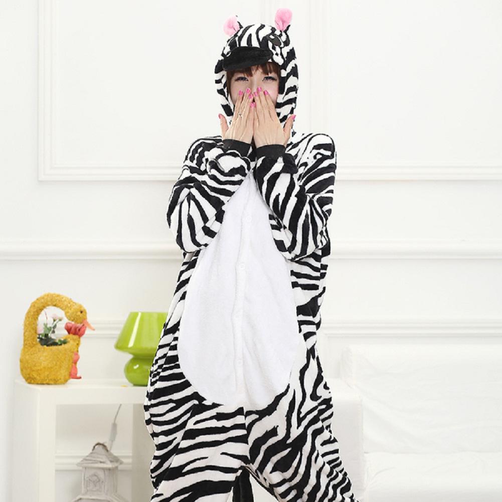Pajamas Unisex Kigurumi Costume Zebra Animal Cosplay Hoodie Onesie