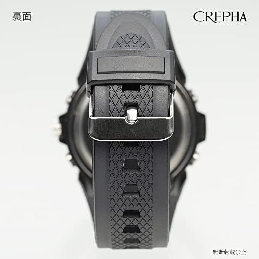 CREPHA Men's Digital-Analog Watch, Waterproof, Stopwatch, Urethane Strap, Black, TS-AD251-RD