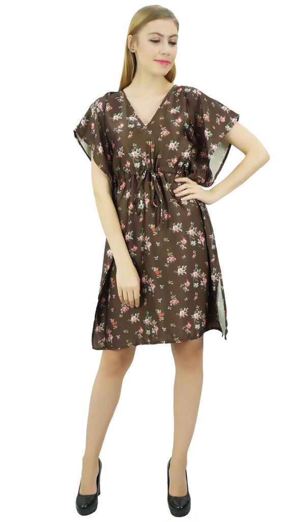 Bimba Женское черное атласное кимоно с цветочным принтом для подружки невесты на шнурке