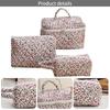3Pcs Floral Makeup Bag Cotton Quilted Makeup Organizer Storage Bag Large Capacity Cosmetic Organizer Case with Zipper for Women