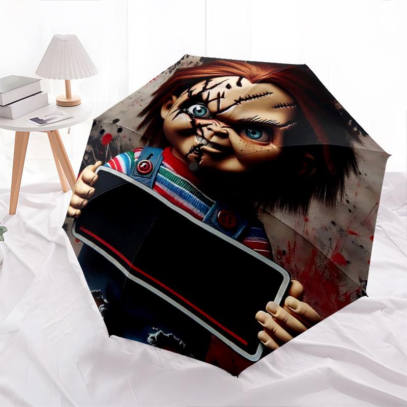 1pc Chucky's Creepy Corner Automatic Open/CloseUmbrella, Portable Compact Umbrella for Men & Women I017