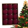 Christmas Ball Ornaments 12PCS/Set New Year Hanging Decorations Flocked Ball Pendant Tree Hanger For Holiday Party Home Wedding