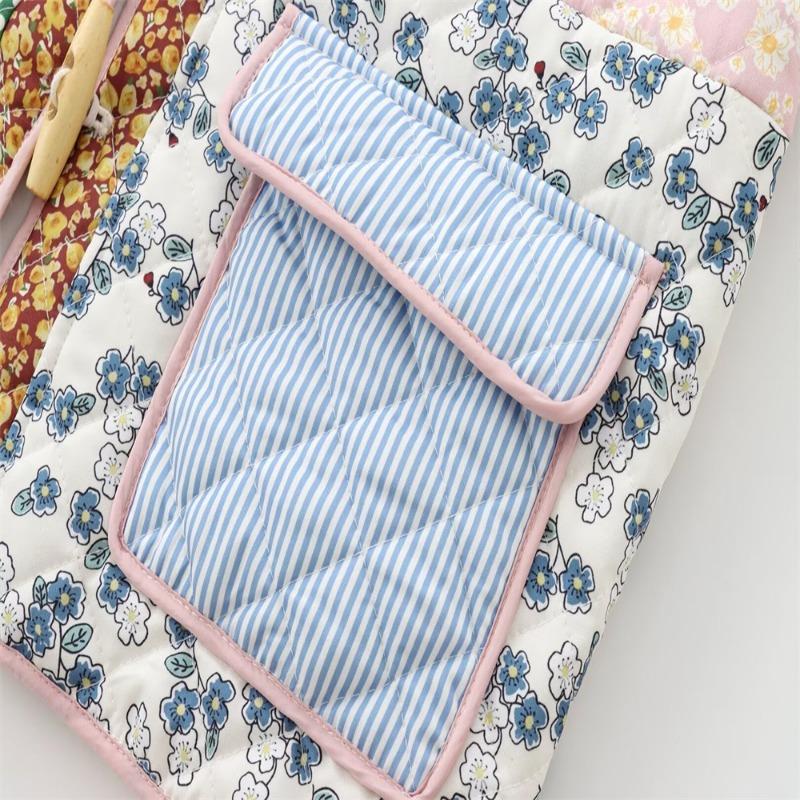 Women Stand Collar Quilted Print Loose Casual Cotton Coat