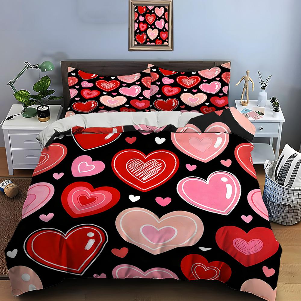 Colorful heart pattern background Print Bedding Set 1 Duvet Cover 2 Pillowcases for Adult and Children Luxury Gift Full Size