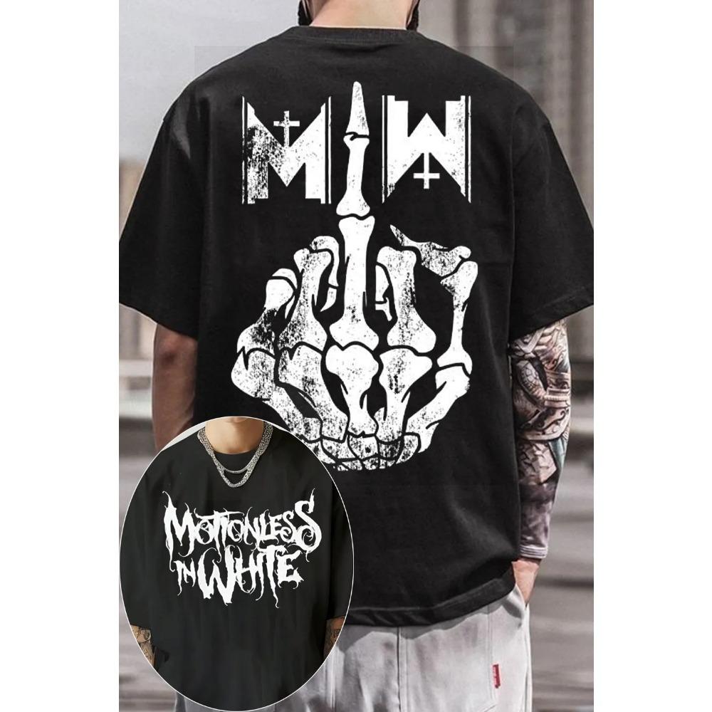 Футболка с графическим принтом группы Motionless in White Мужская Женская Хлопковая Летняя Повседневная С Коротким Рукавом Круглый Вырез Одежда