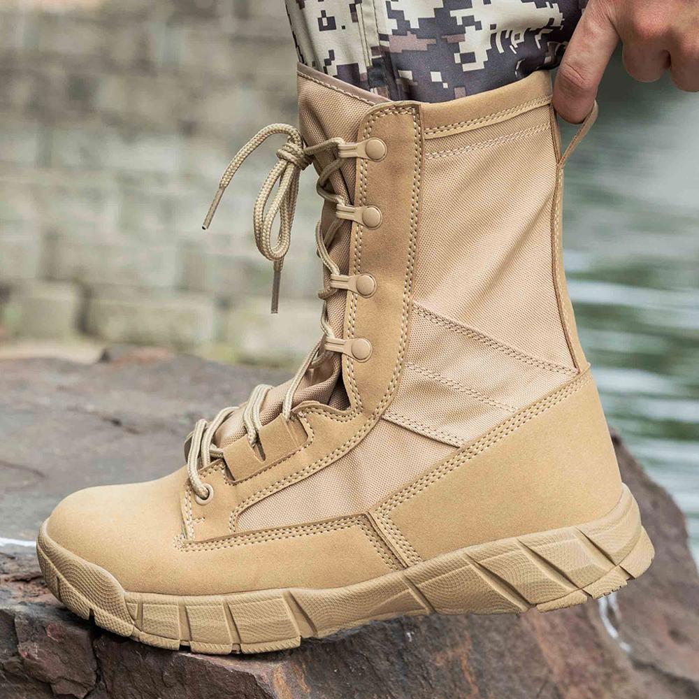 Fashion Zipper High Top Combat Boots Wearproof Work Shoes Men Outdoor Sports Training Desert Hiking Boots Tactical Boots 46Size