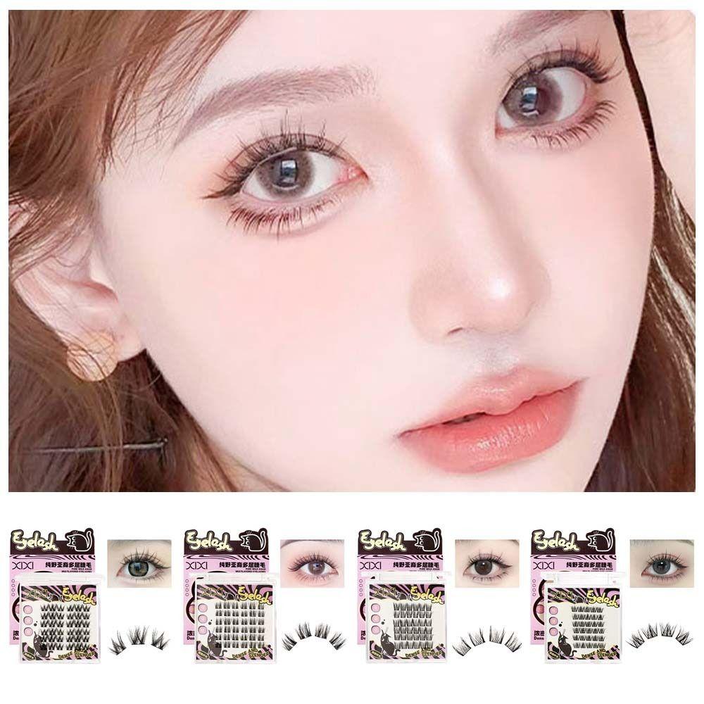 DIY Креативные Накладные Ресницы Кошачий Глаз Наращивание Ресниц Индивидуальные Кустовые Ресницы Женщины