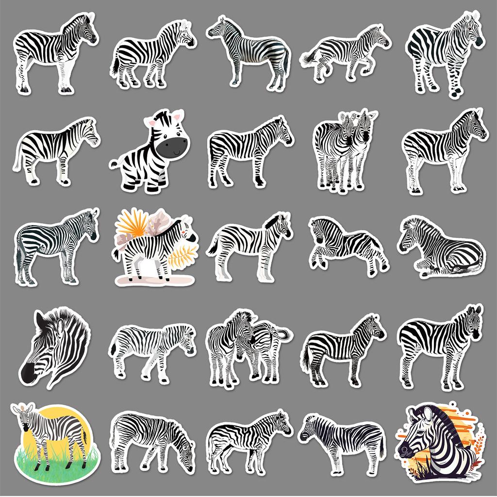 50 Зебра Личность Дудл Мультяшное Животное Дети Когнитивное Украшение Чехол для Мобильного Телефона Наклейки для Чемодана Водонепроницаемые