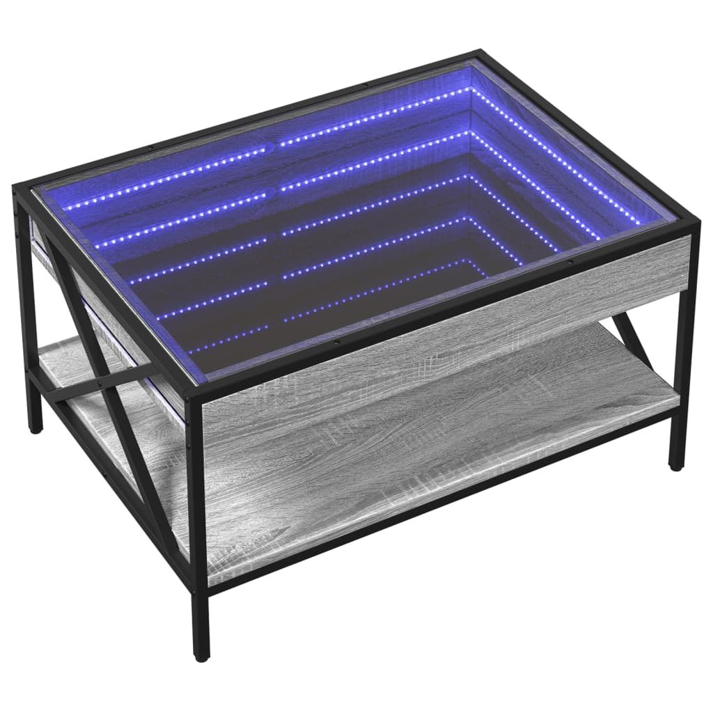 Vidaxl Stolik Kawowy Z Led Infinity, Szary Dąb Sonoma, 70X50X38 Cm