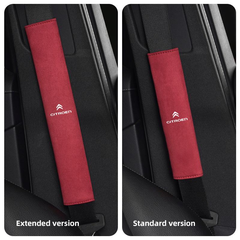 JOFT7 2Pcs Car Seat Belt Shoulder Pad Suede Protector Comfort Cushion For Citroen C3 C5 C5X C4 e-C4 X e-C3 C-Elysee Berlingo Keychain