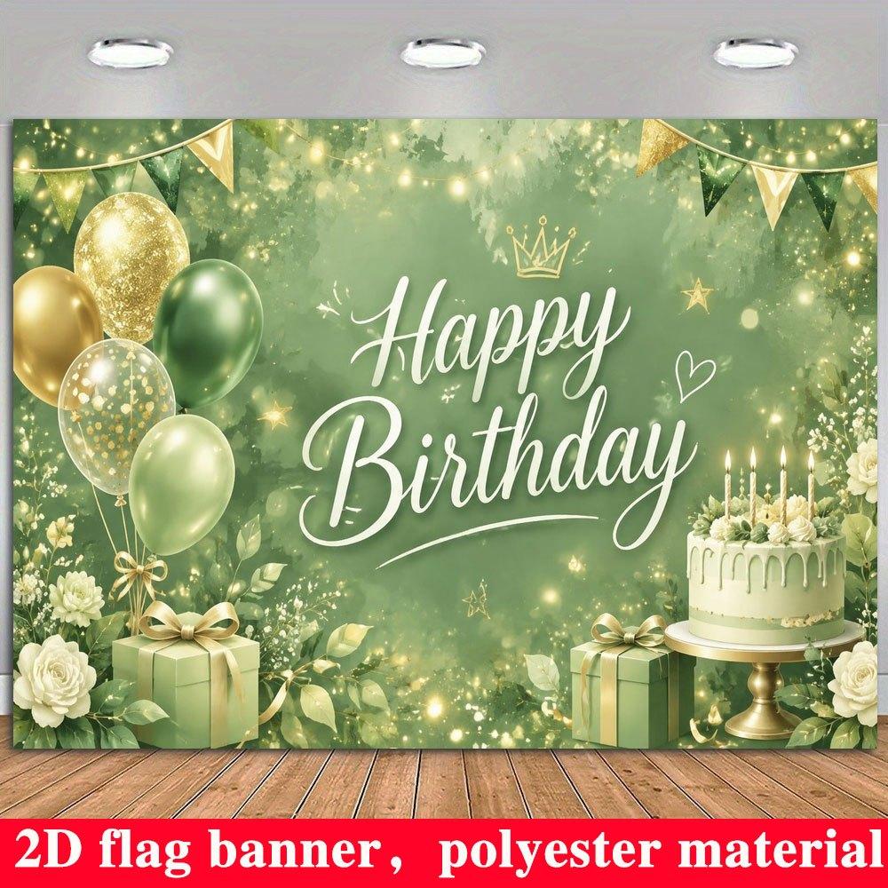 2D Flat Banner, Birthday Backdrop, Balloons, Cake, Gift Box Decor