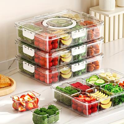 Разделенный поднос для сервировки с крышкой, Контейнер для хранения продуктов, Ланч-бокс, Контейнеры для закусок с 8 отделениями, Контейнеры для хранения фруктов