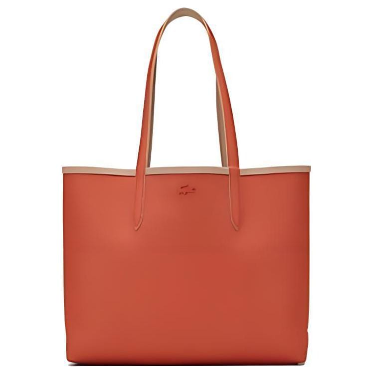 LACOSTE PVC Tote Bag, Shopping Bag, Handbag, Shoulder Bag Large Women's Khaki & Orange NF2142AA-N88
