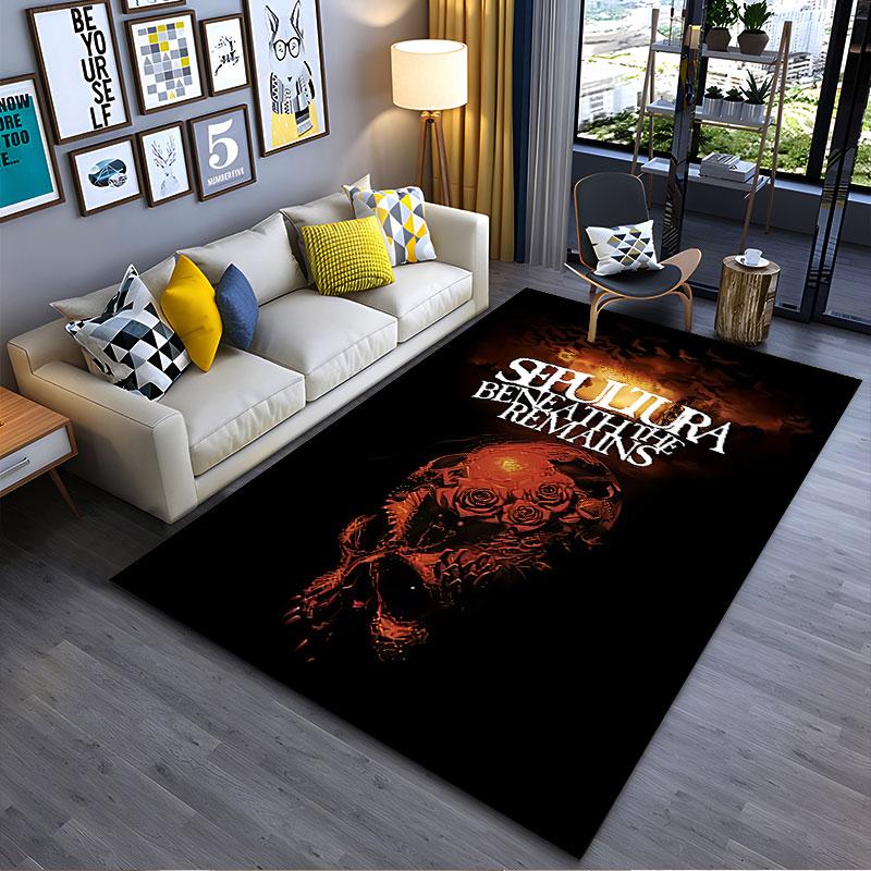 Sepultura Skull Artwork Carpet suitable as a non-slip mat for the living room or bedroom sofa