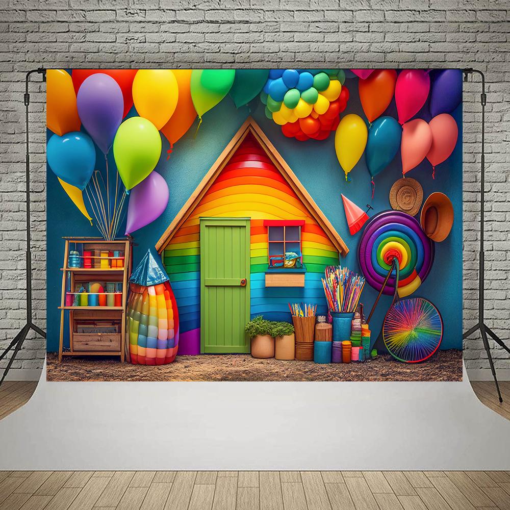 Bonvvie Photography Background Colorful Balloon Baby 1st Birthday Party Decoration Banner Photobooth Backdrop for Photo Studio7