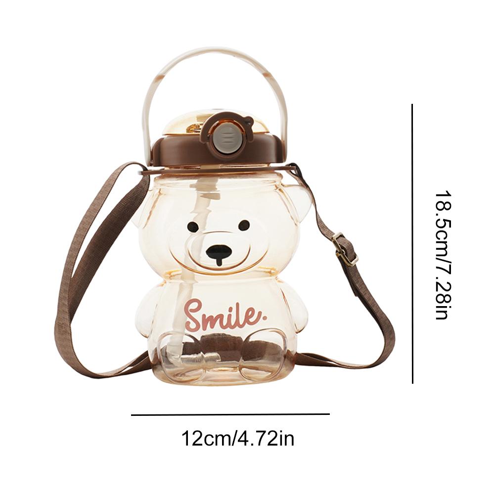 Drinking Cup Tumbler with Adjustable Shoulder Strap Bear Design Portable Cup for Daily Office Work Outdoors Leisure Occasions