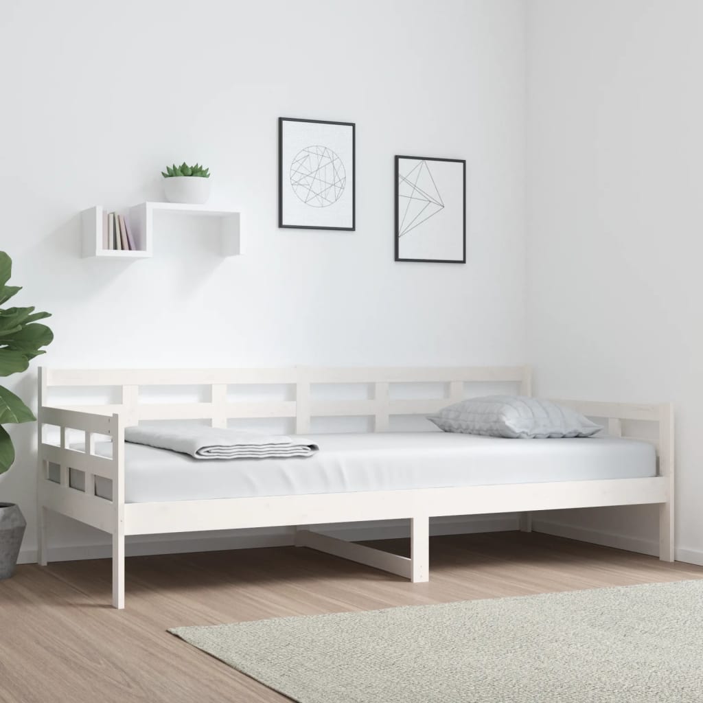 Daybed White Solid Pine Wood 90x200 cm