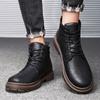 Зимние ботинки мужские водонепроницаемые короткие ботинки до щиколотки мужские высокие ботинки до середины голени осенне-зимние модные мужские ботинки на шнуровке