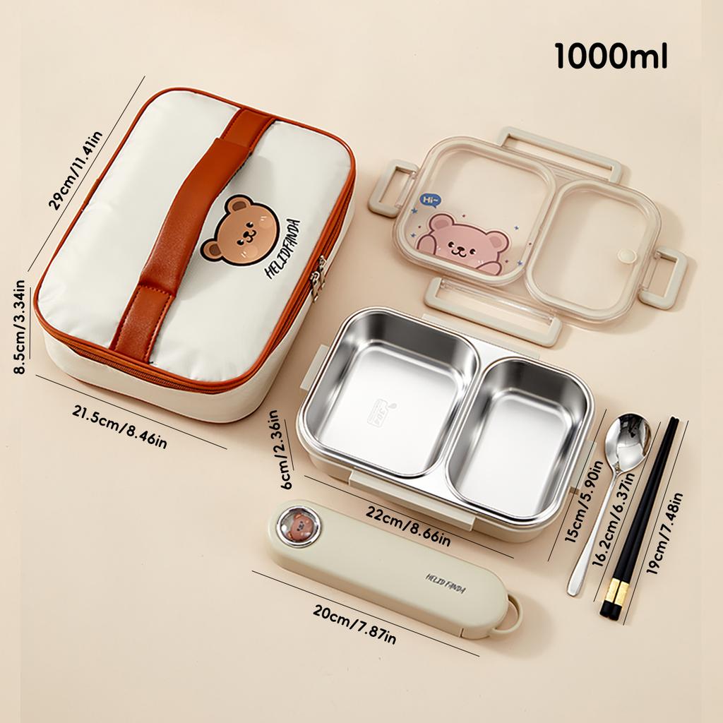 2/3 Grids Portable Divided Bento Box Microwave 304 Stainless Steel Lunch Box For Children Student Leak-proof Lunch Container