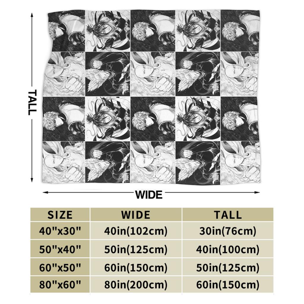 Saitama Genos Sonic Flannel Blanket OnePunchManS Anime Fashion Throw Blankets for Sofa Bedding Lounge 200x150cm Quilt