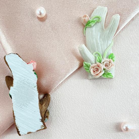 1 Pair Wall Art Hooks Key Hanger Decorative Hooks with Adhesive Resin Flowers And Tree