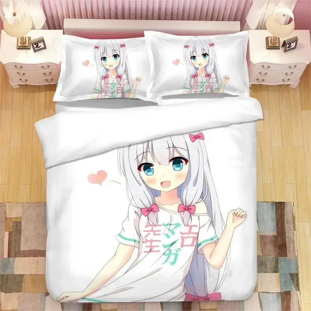 3D Anime Girl Izumi Sagiri Bedding Set Duvet Cover Sheet Printed Bed Set Pillowcase Bed Full Queen King Size Comforter Bedroom