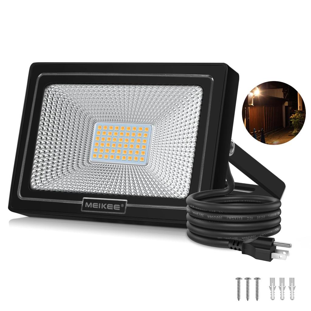 MEIKEE 50W LED Floodlight Flood Light Bulb Color 3000K 4800LM IP66 Waterproof Sign Light Lighting Equipment Work Light Parking Lot Entrance Light
