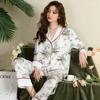 Женский пижамный комплект с принтом, костюм с длинными рукавами, модная повседневная верхняя одежда, домашняя одежда, пижамы