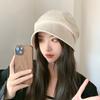 Шляпа для маленького лица и большого обхвата головы, женская, осенне-зимняя новинка, шляпа-бини, ветрозащитная бархатная восьмиугольная шляпа, универсальная шляпа-ведро