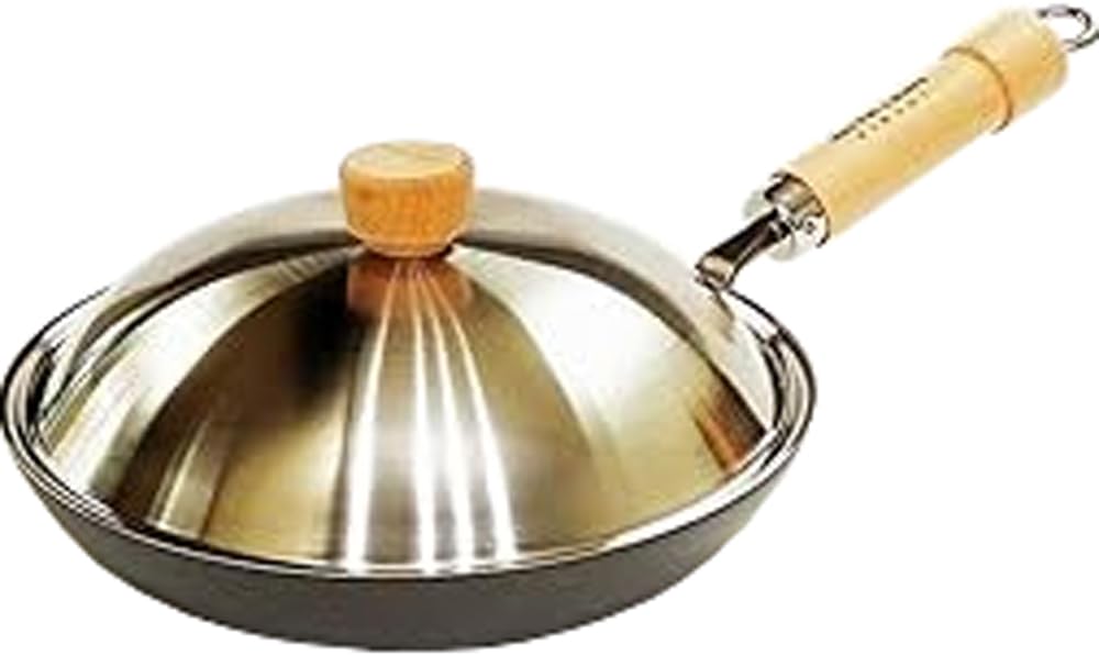 River Light Kiwami JAPAN Iron Thick Plate Frying Pan Set with Lid 24cm Iron Nitride Nitriding Compatible with IH Rust Resistant Made In Japan JS2324