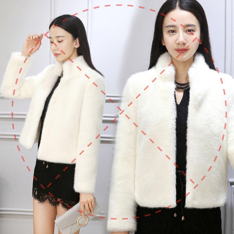 Fur Jacket Women's Short Autumn and Winter New Imitation Rabbit Fur Jacket Imitation Fur Fox Hair Warm Jacket Elastane