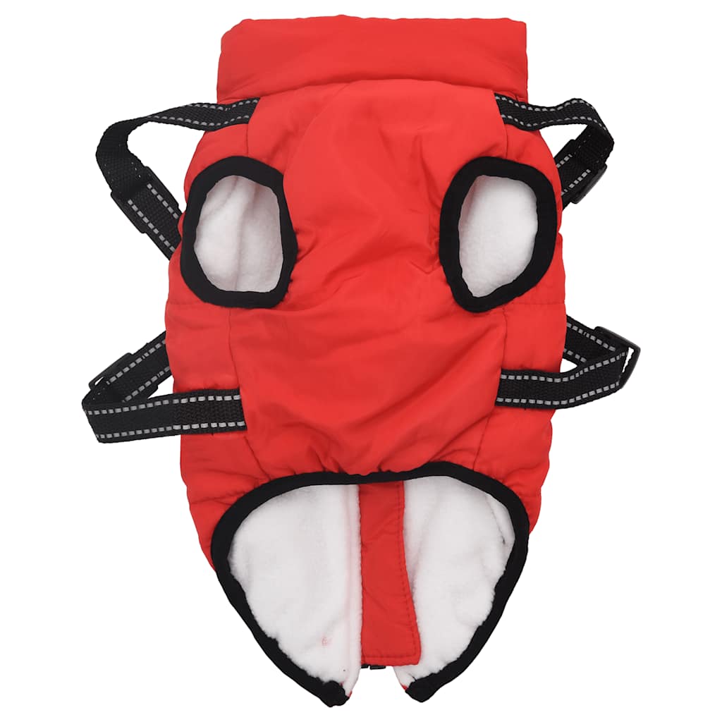 Waterproof Reflective Red Dog Coat with Integrated Harness Size L36