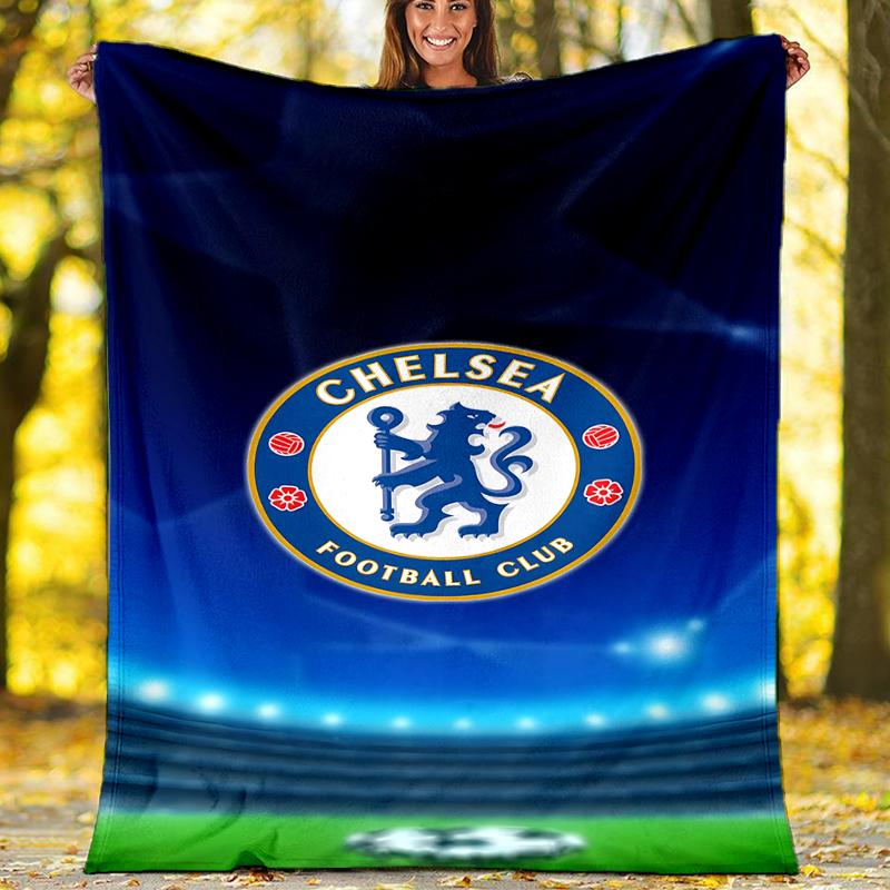 Chelsea FC logo printed throw blanket—soft,warm;versatile blanket for all seasons—perfect as &air-conditioning throw,nap blanket