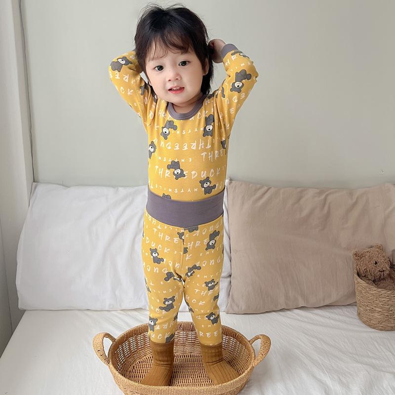 25 Стилей Детский Хлопковый Комплект Нижнего Белья с Завышенной Талией для Мальчиков и Девочек - Защита Животика, Бесшовный, Теплая Осенне-Зимняя Домашняя Одежда