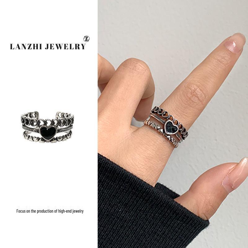 Тайское серебро Женское наборное кольцо - Серебро 925 пробы, Нишевый дизайн, Простые и универсальные украшения