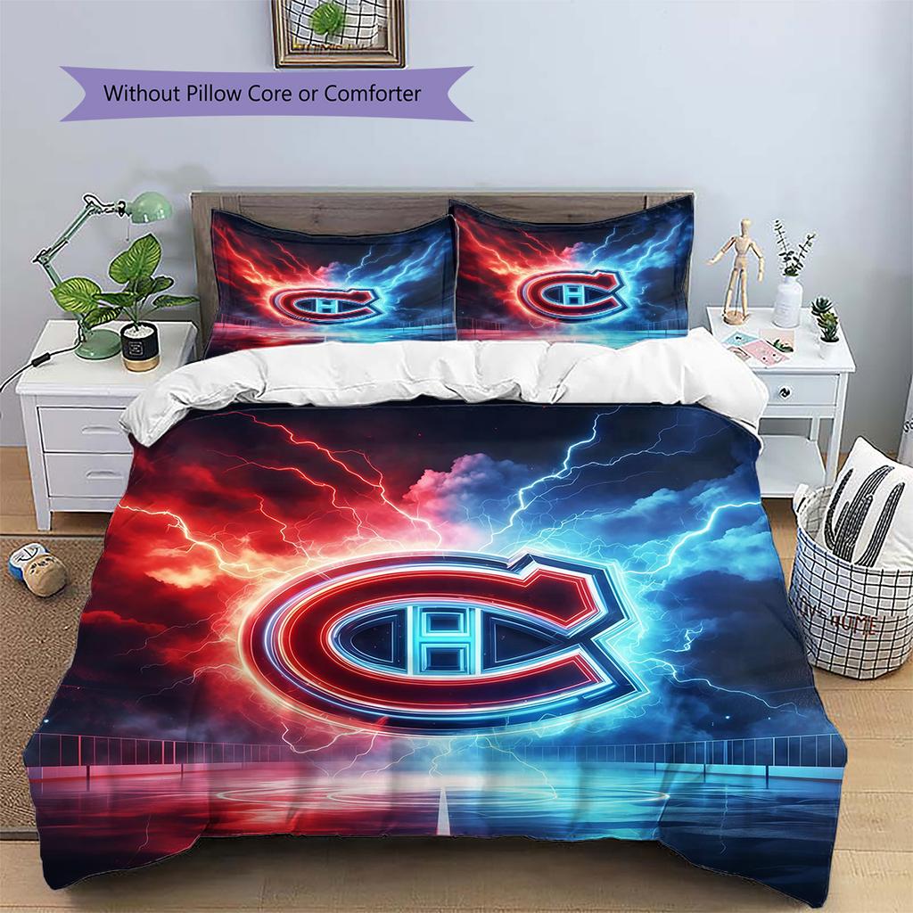 Montreal Canadiens2 Pattern Bedding Quilt Set Home Decoration Gift (1 * duvet cover + 2 * pillowcase without core)