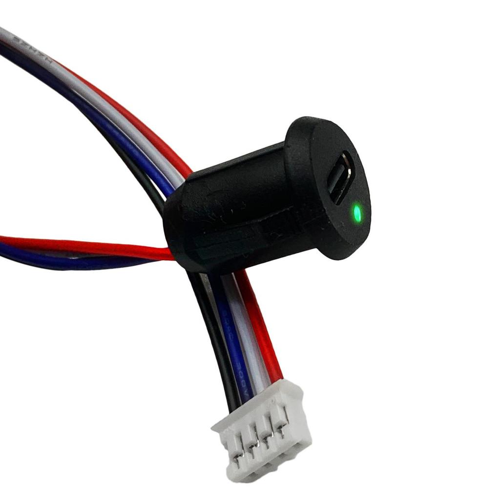 Порт USB-C Female 4P со светодиодом, водозащищенный, для пайки, с поддержкой передачи данных и зарядки