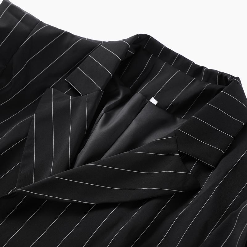 Модный полосатый пиджак с лацканами для женщин, элегантный свободный пиджак с поясом, женская весенняя универсальная шикарная уличная одежда