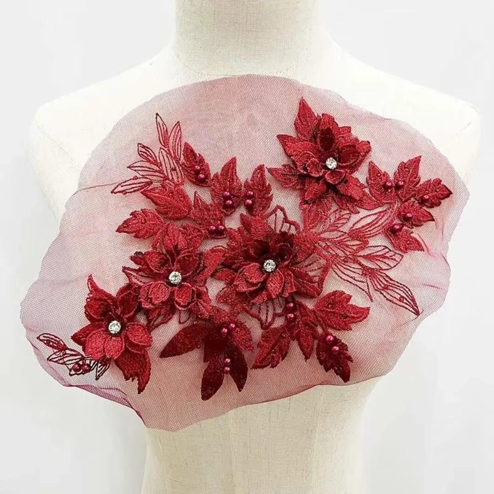 Flower Embroidery Sequin Embroidery Patch Luxury Flower Embroidered Patches  Sewing