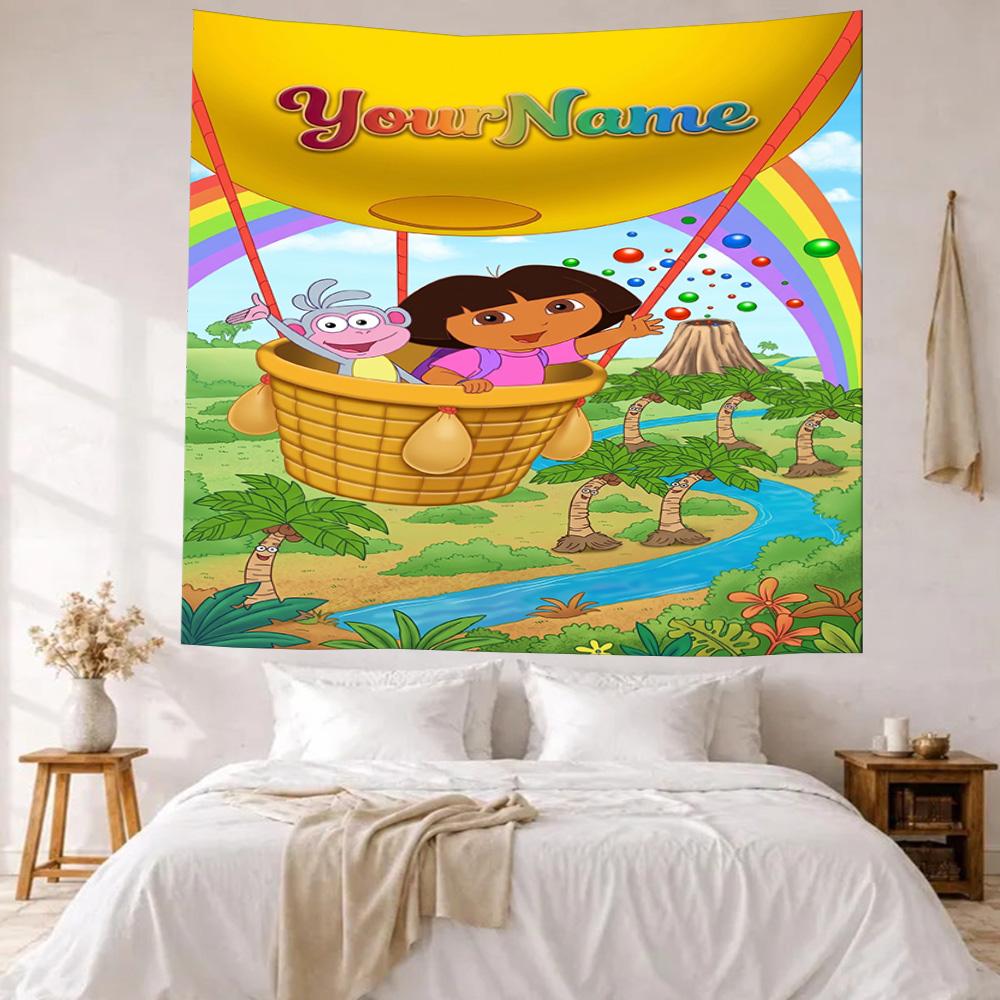 Dora Explorer Custom Your Name Wall Decor Tapestry Art For Pet Memorial Birthdaywedding Party Backdrop Family Gift