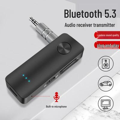 Bluetooth 5.3 Автомобильный передатчик и приемник - Беспроводной аудиоадаптер 3,5 мм AUX для громкой связи