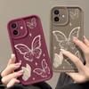 For iPhone 16E 16 Pro 15 Pro Max 14 13 12 11 XR 8 Case Butterfly Print Soft Silicone Shockproof Lens Protection TPU Matte Phone Cover