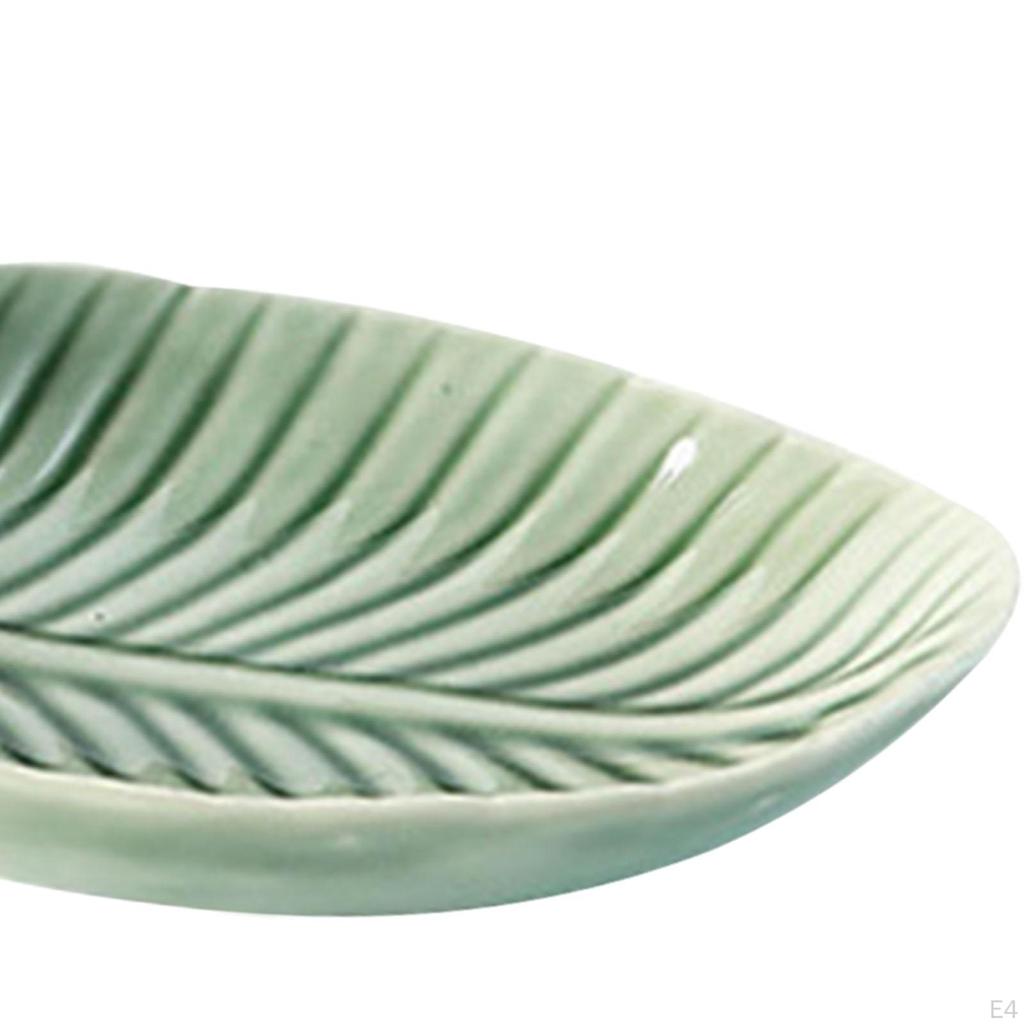 Ceramic Leaf Earrings Ring Jewelry Tray Business Cards Holder Gloss Glazed Snack Plate Multipurpose