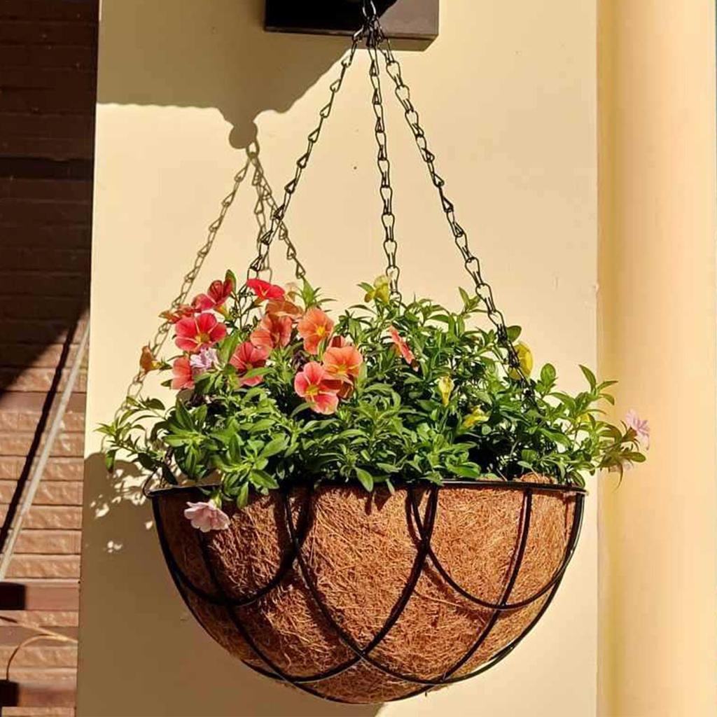 25/30/35/41cmNatural Coco Fiber Planter Liner, Breathable Replacement Insert for Hanging Basket, Garden Flower Pot Coir Liners